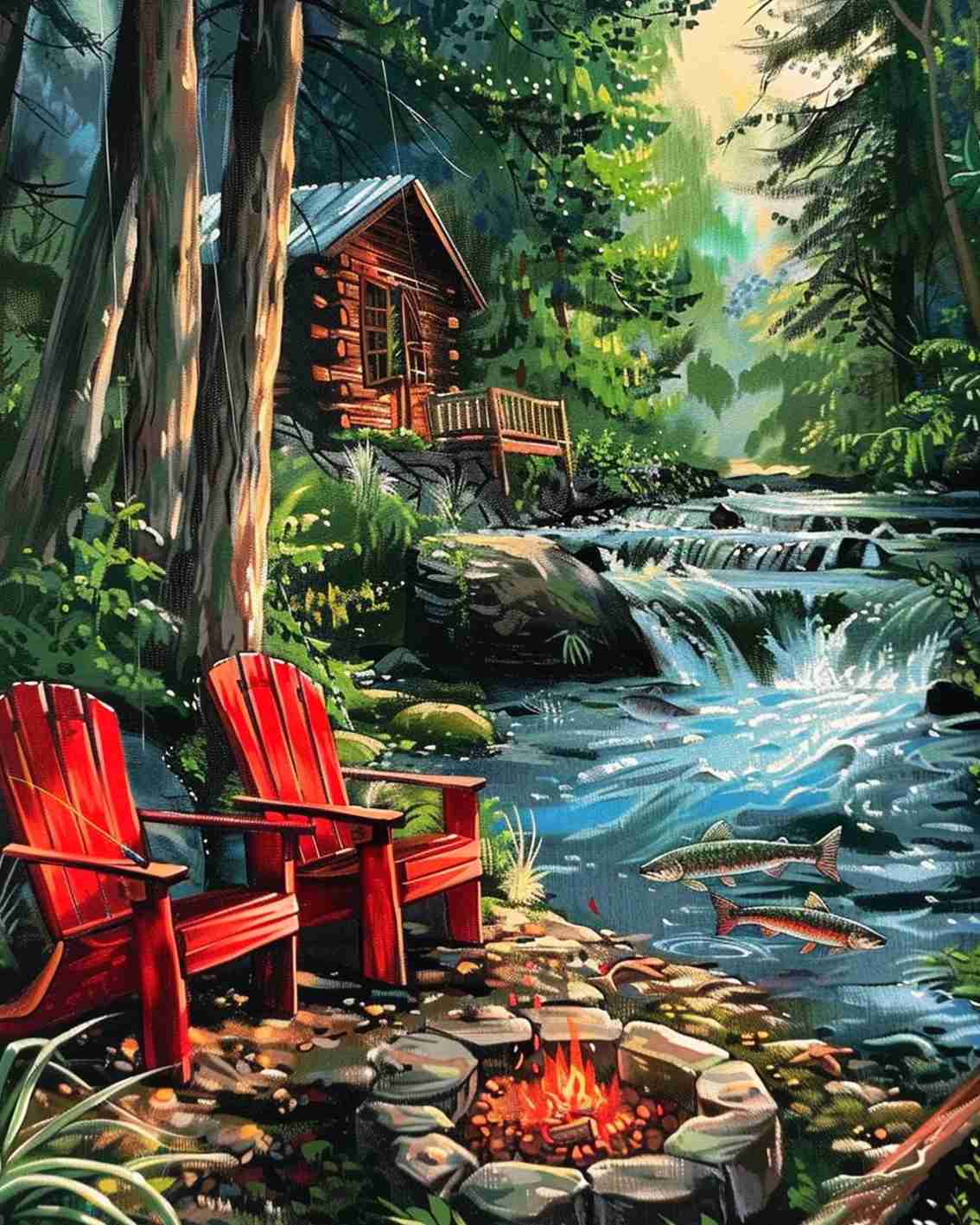 tucocoo-forest-cabin-creekside-malen-nach-zahlen-40x50-ohne-rahmen-wald image 2