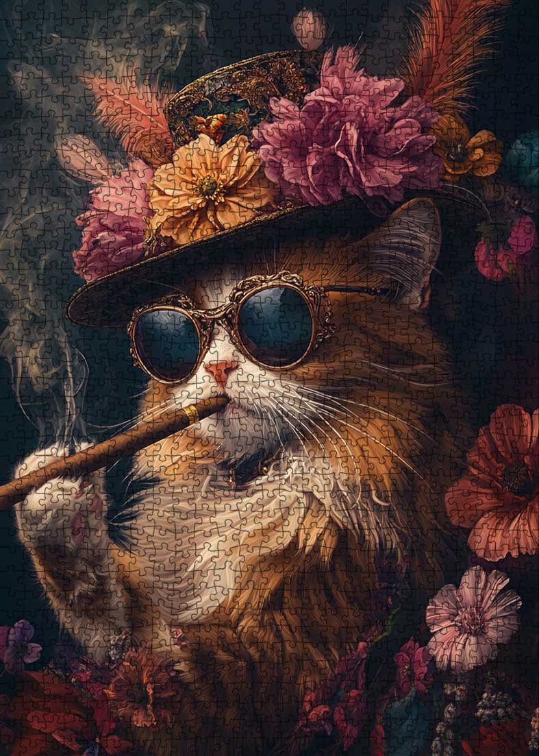 tucocoo-stylish-cat-with-cigars-puzzle-1000-teile image 2