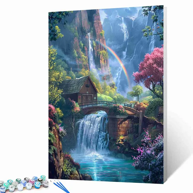 tucocoo-rainbow-valley-cottage-malen-nach-zahlen-40x50-ohne-rahmen-bunt image 1
