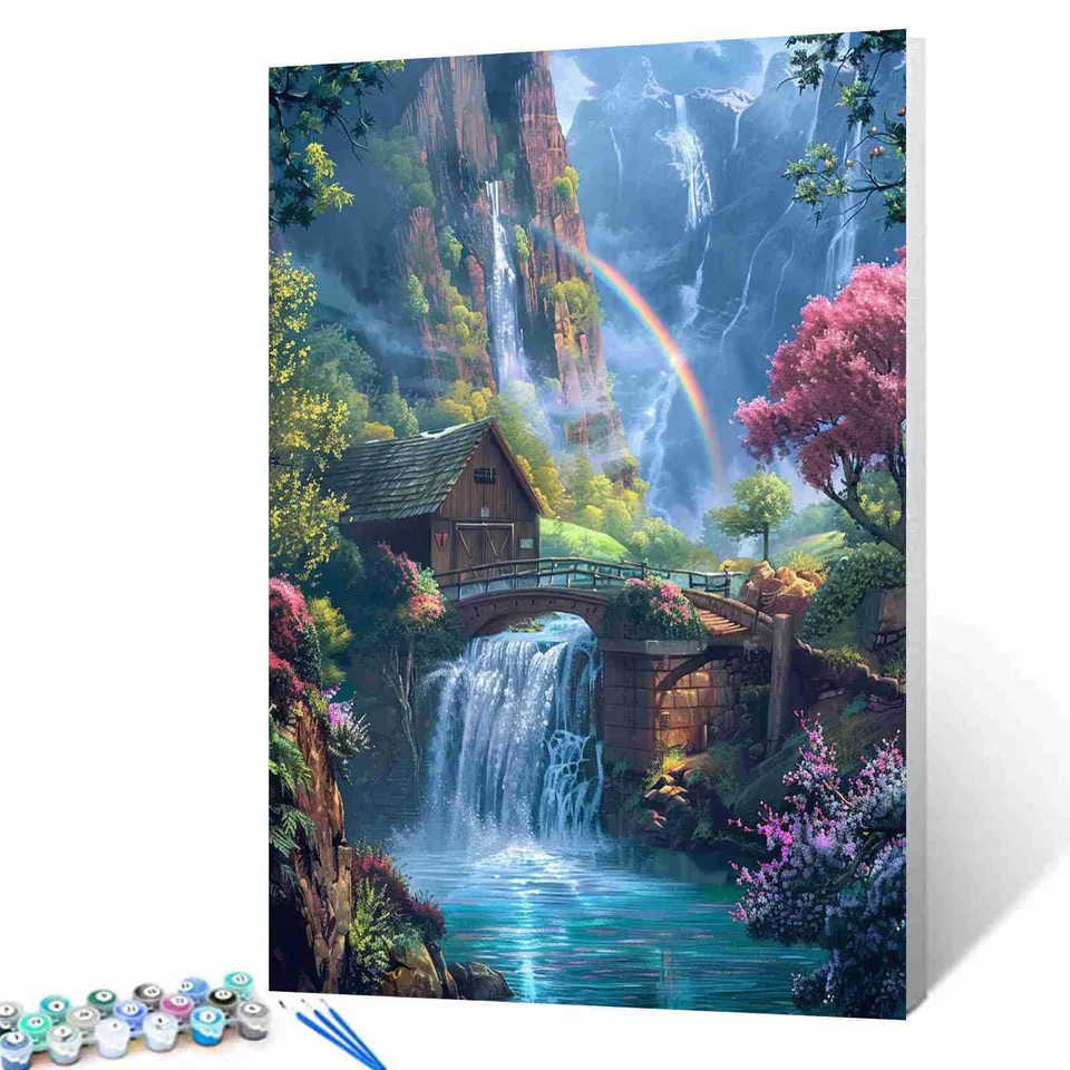 tucocoo-rainbow-valley-cottage-malen-nach-zahlen-40x50-ohne-rahmen-bunt image 1