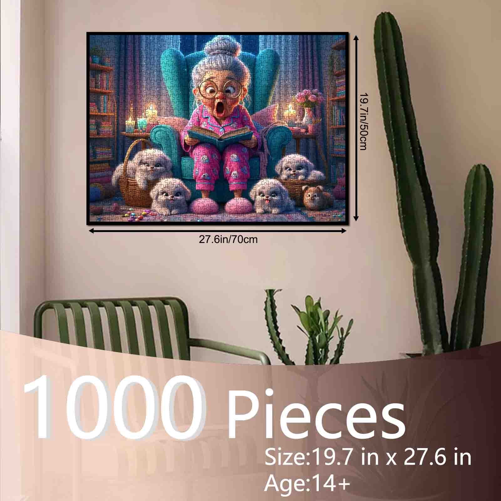 tucocoo-jigsaw-funny-grandma-and-fluffy-pups-puzzle-1000-teile image 5