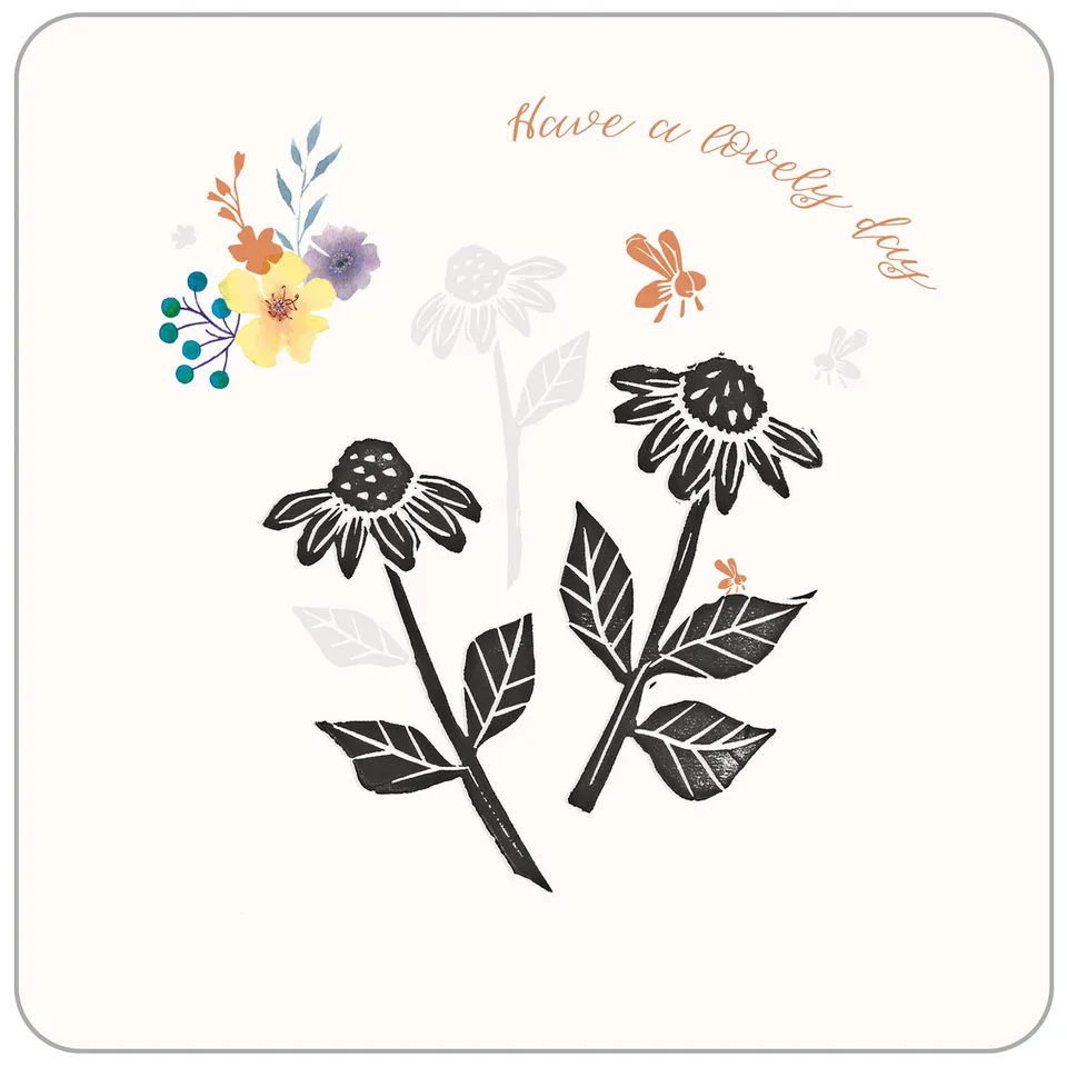 otter-house-greetings-cards-brush-ink-daisies-bee-grusskarte image 1