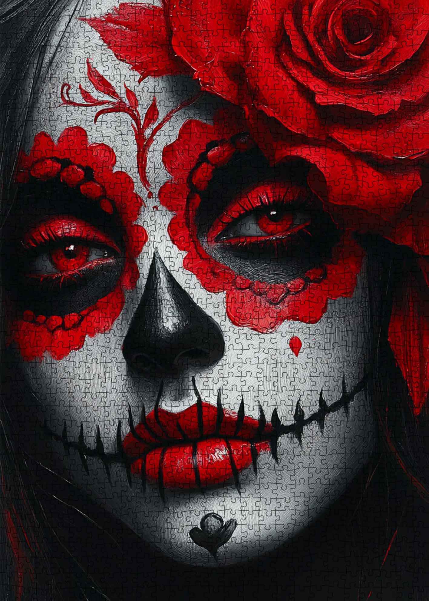 tucocoo-sugar-skull-red-rose-puzzle-1000-teile-portrait image 2