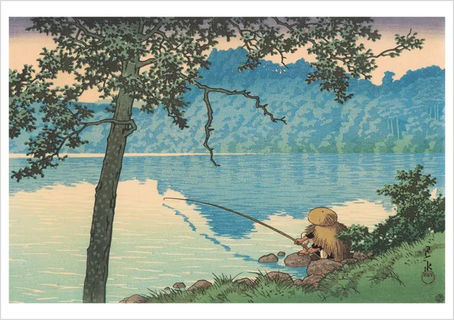 pomegranate-kawase-hasui-lake-matsubara-klappkarte-blanko image 1