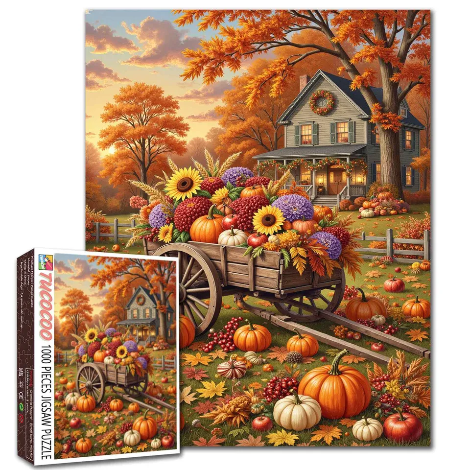 tucocoo-autumn-harvest-flower-wagon-puzzle-1000-teile-herbst image 1