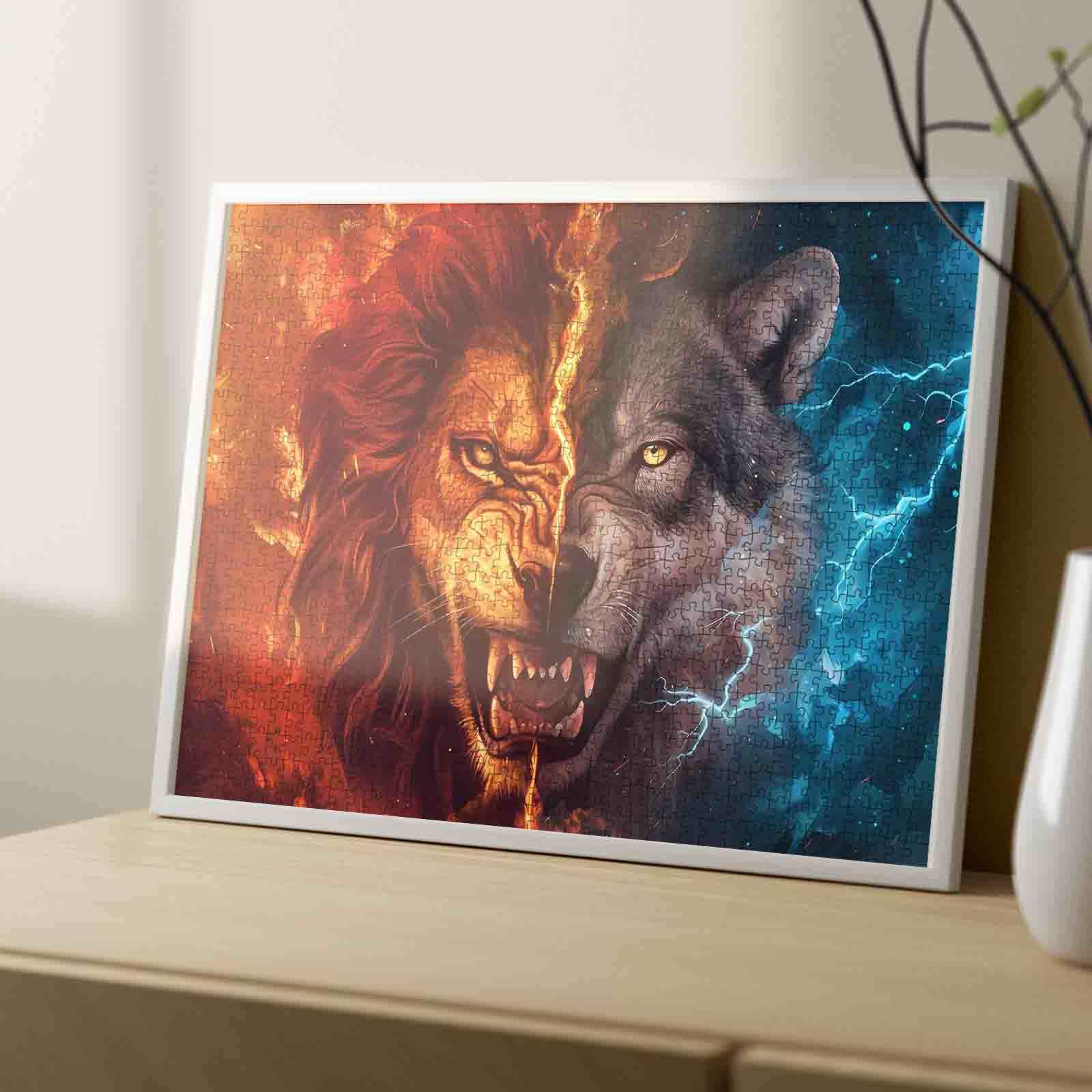 tucocoo-jigsaw-puzzles-lion-wolf-fire-ice-puzzle-1000-teile-tiere image 4