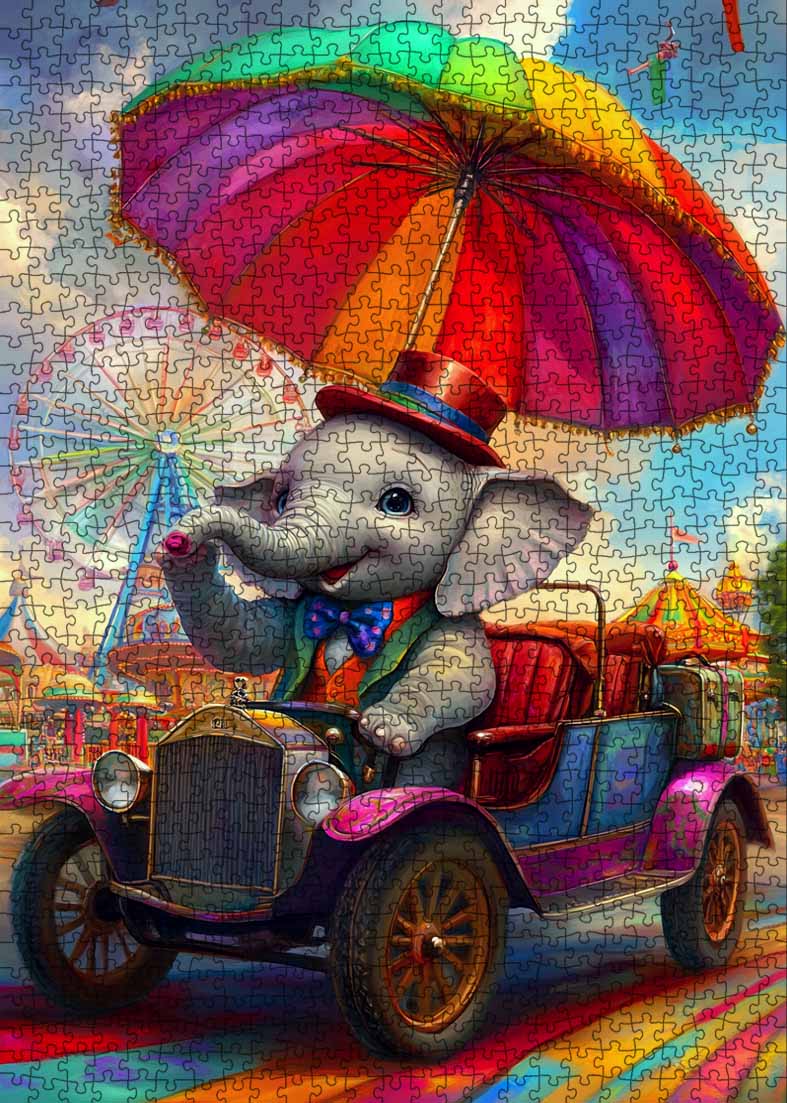 tucocoo-elephant-in-colorful-car-puzzle-1000-teile-elefant image 2