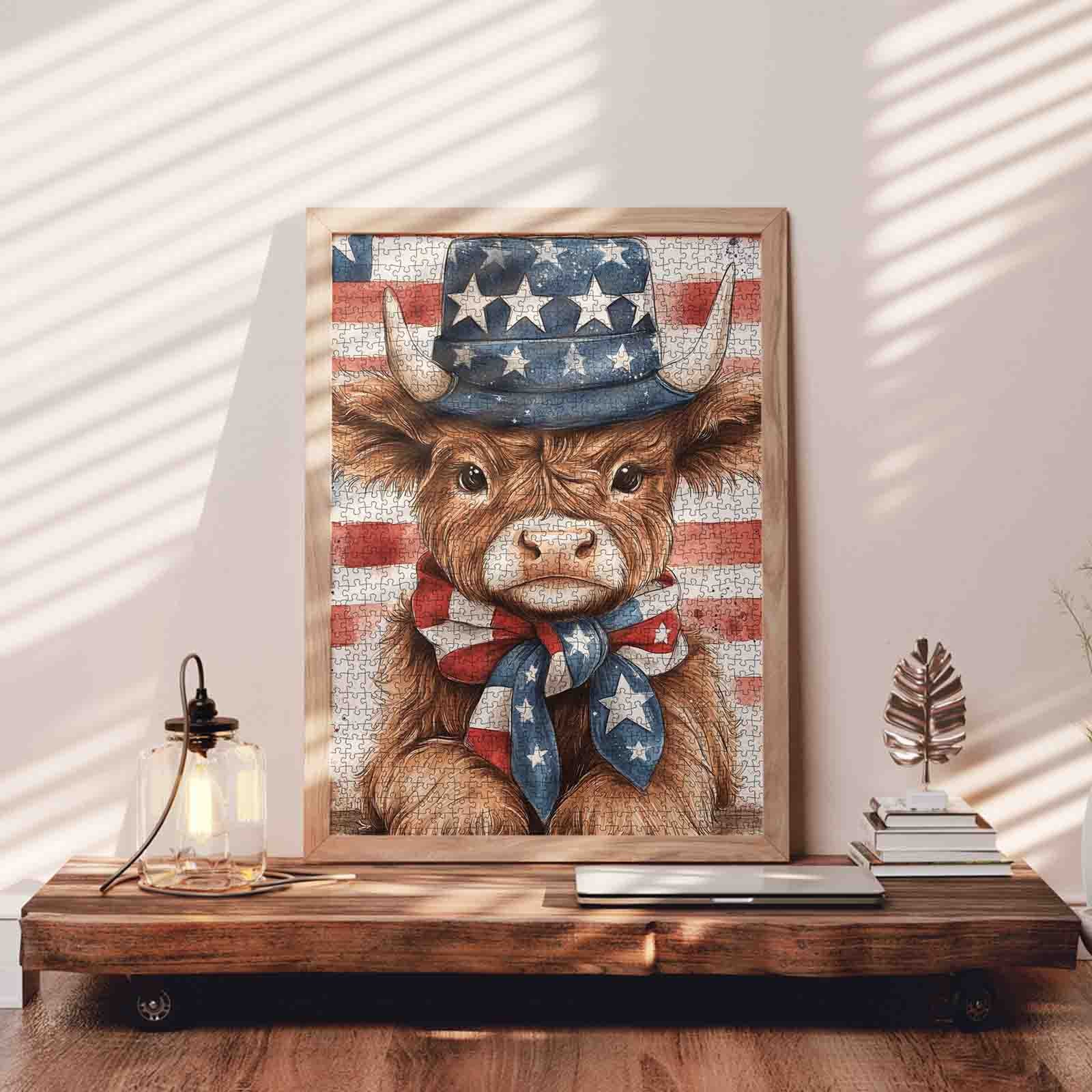 tucocoo-patriotic-longhorn-portrait-puzzle-1000-teile-stier image 3