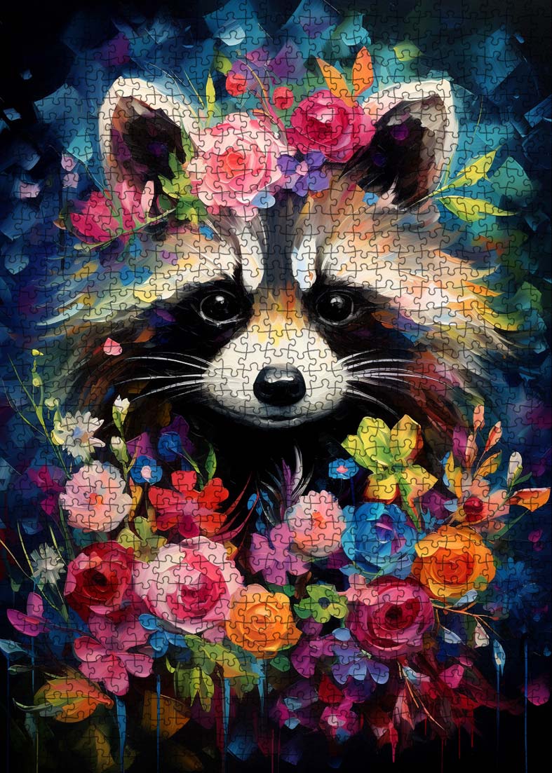 tucocoo-jigsaw-puzzles-raccoon-floral-puzzle-1000-teile-waschb-r image 2