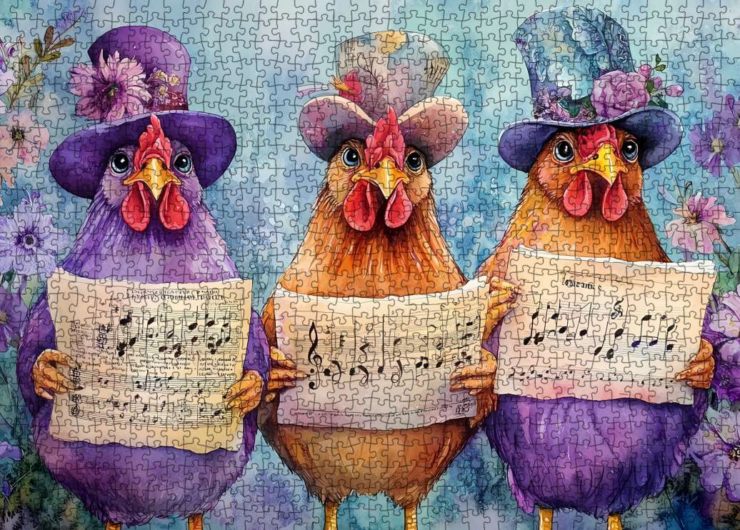 tucocoo-jigsaw-purple-chickens-puzzle-1000-teile-hut image 2