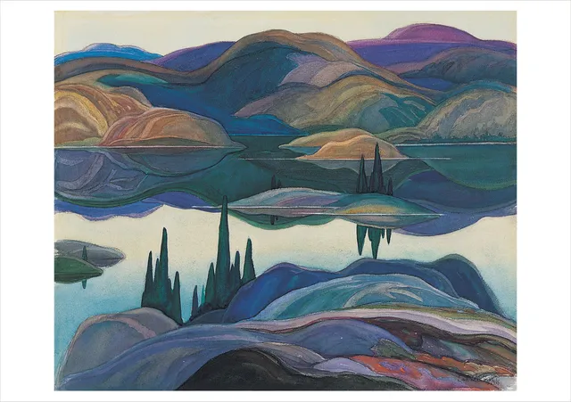 pomegranate-franklin-carmichael-mirror-lake-klappkarte-leer image 1