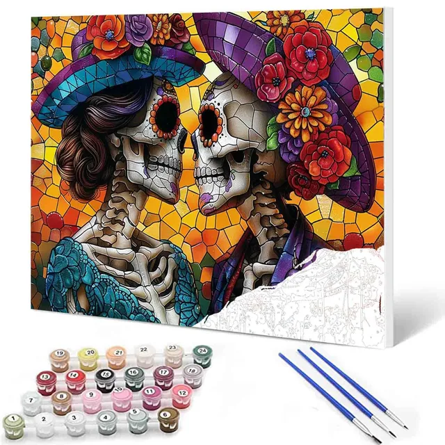 tucocoo-loving-skeleton-couple-malen-nach-zahlen-40x50-liebe image 1