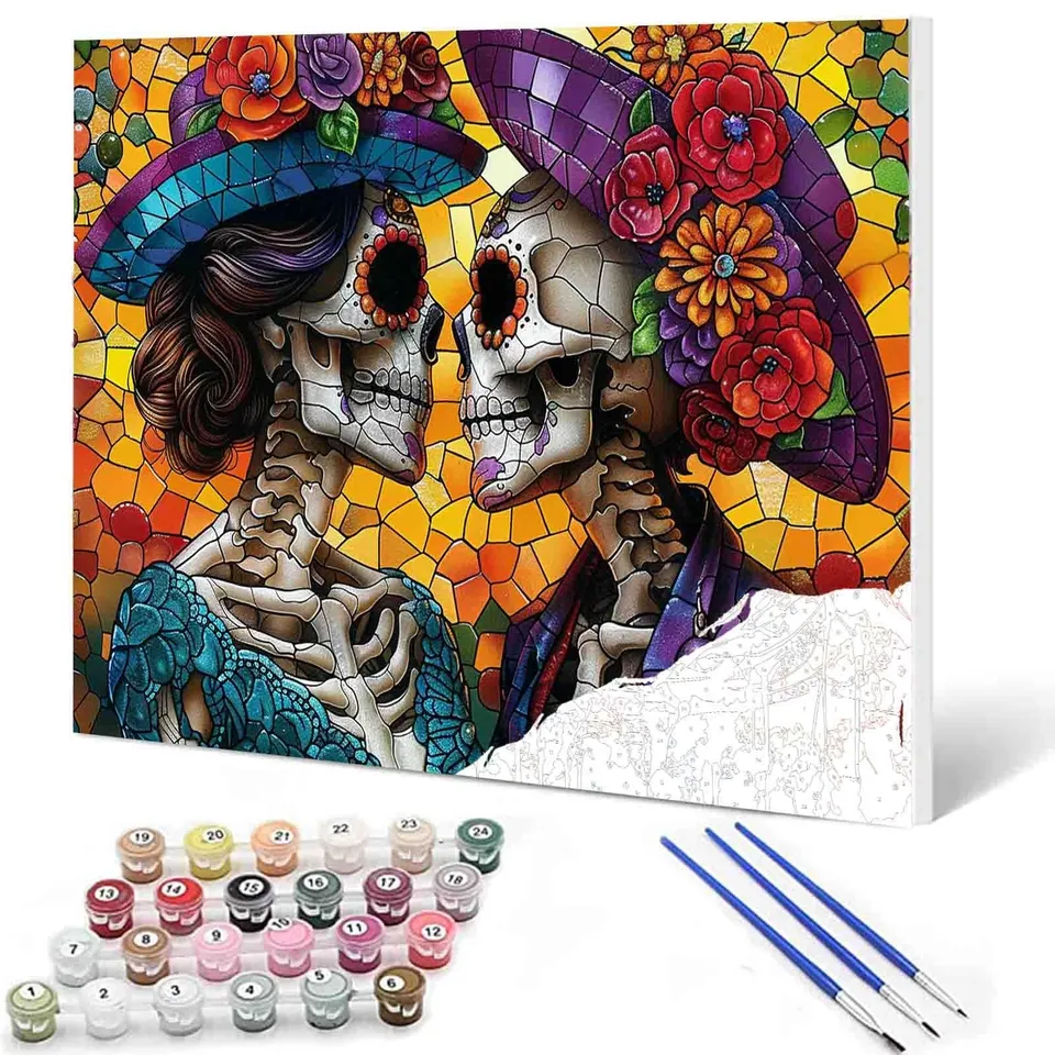 tucocoo-loving-skeleton-couple-malen-nach-zahlen-40x50-liebe image 1