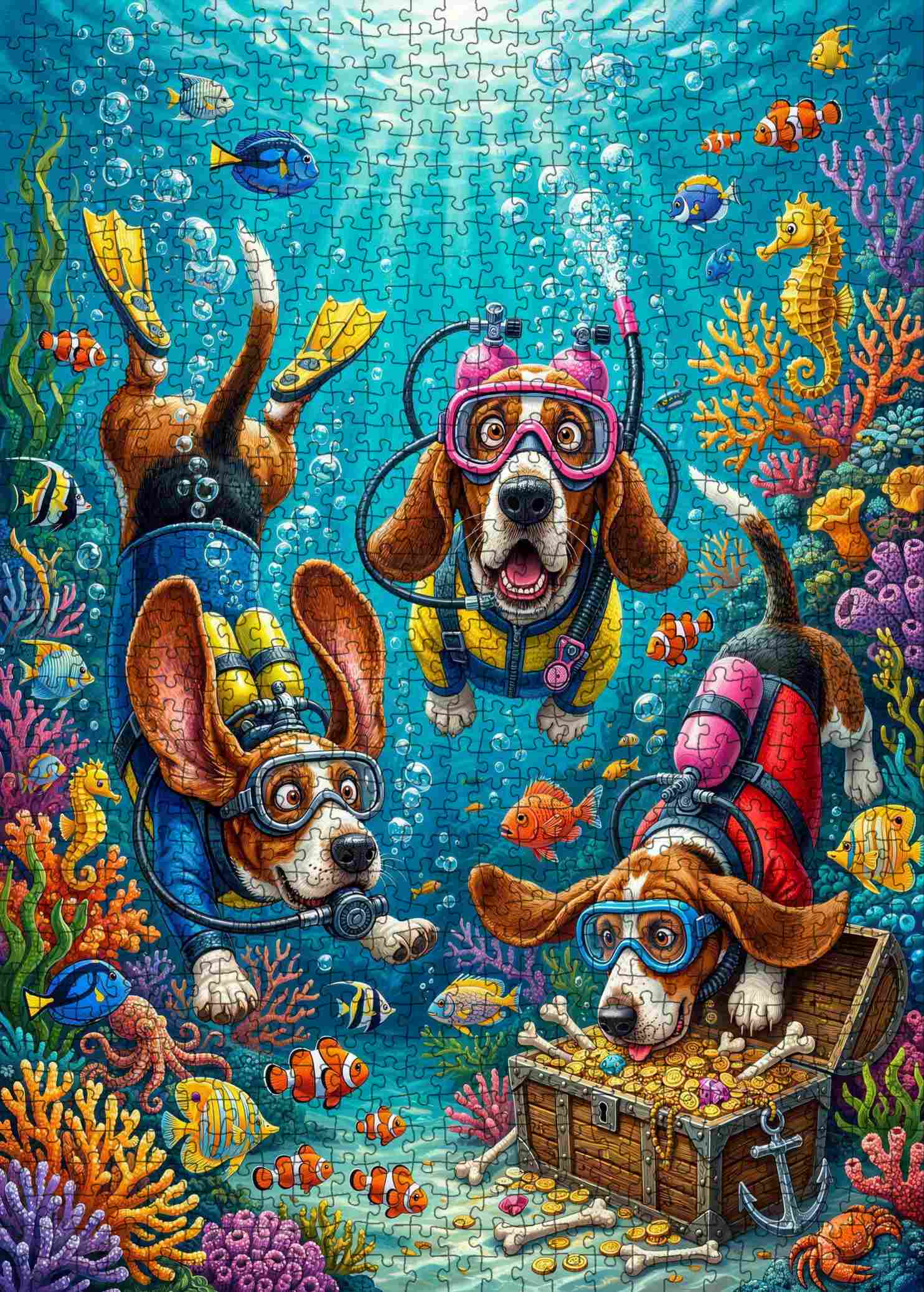 tucocoo-jigsaw-puzzles-scuba-dogs-puzzle-1000-teile-unterwasser-hunde image 2