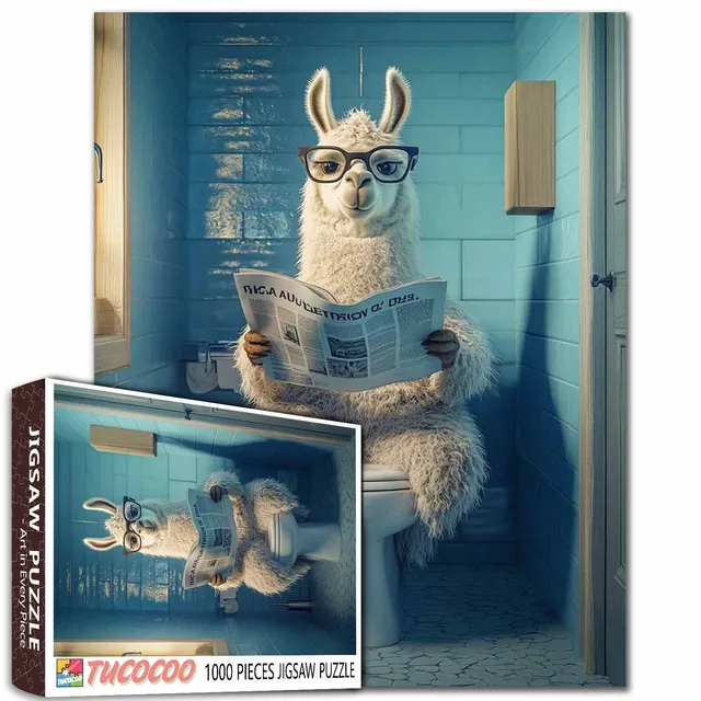 tucocoo-llama-on-toilet-puzzle-1000-teile-lama image 1