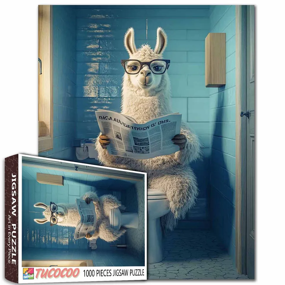 tucocoo-llama-on-toilet-puzzle-1000-teile-lama image 1