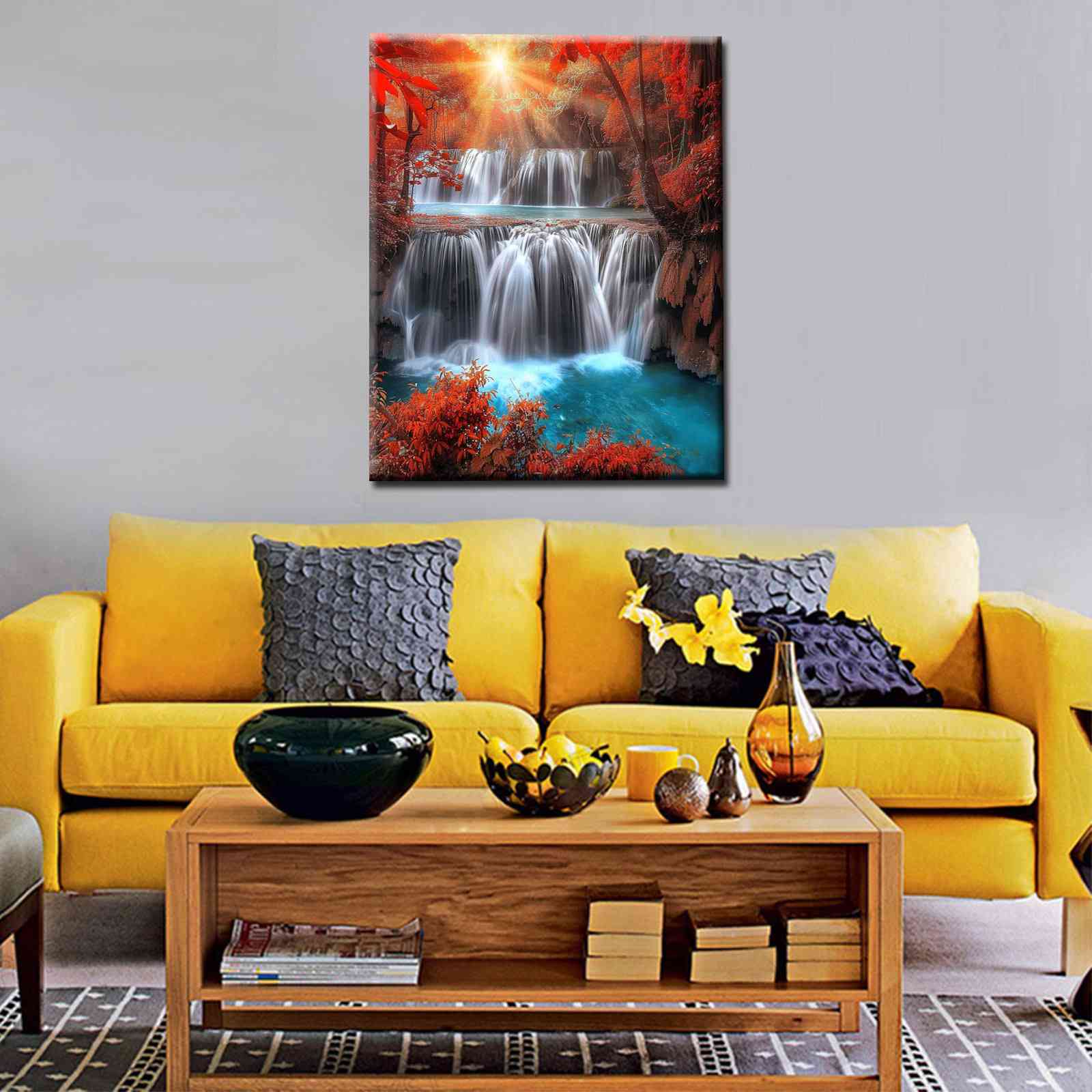 tucocoo-autumn-sunset-waterfall-malen-nach-zahlen-40x50-herbst image 3