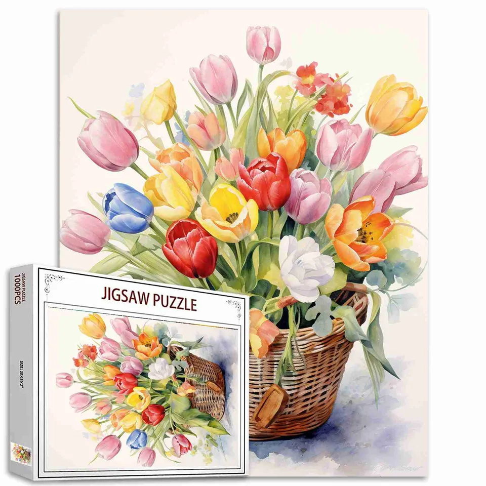 tucocoo-colorful-tulips-basket-puzzle-1000-teile-blumen image 1