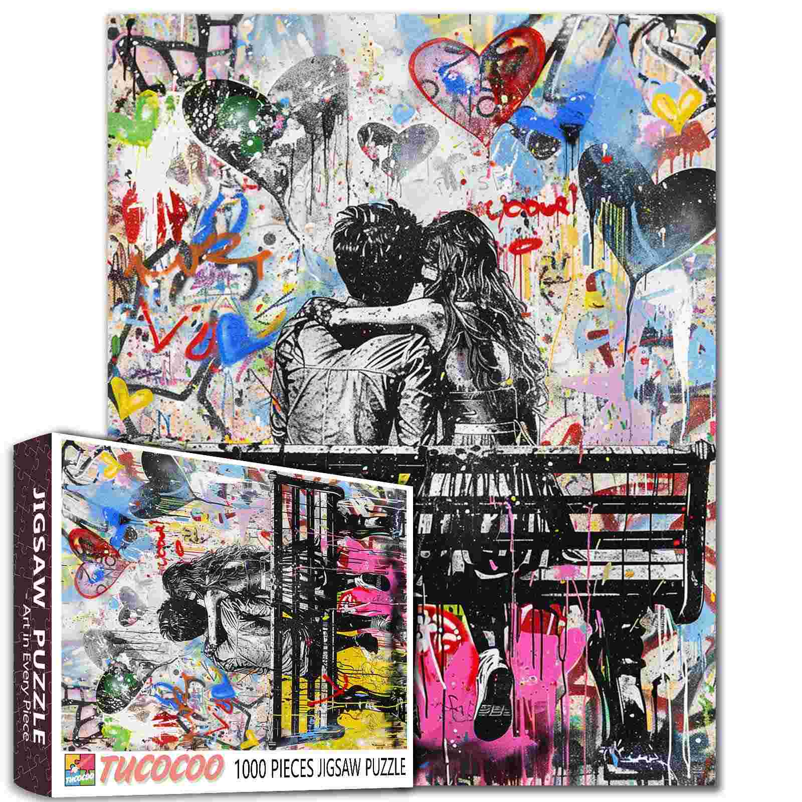 tucocoo-love-on-bench-jigsaw-puzzle-1000-teile-graffiti image 1