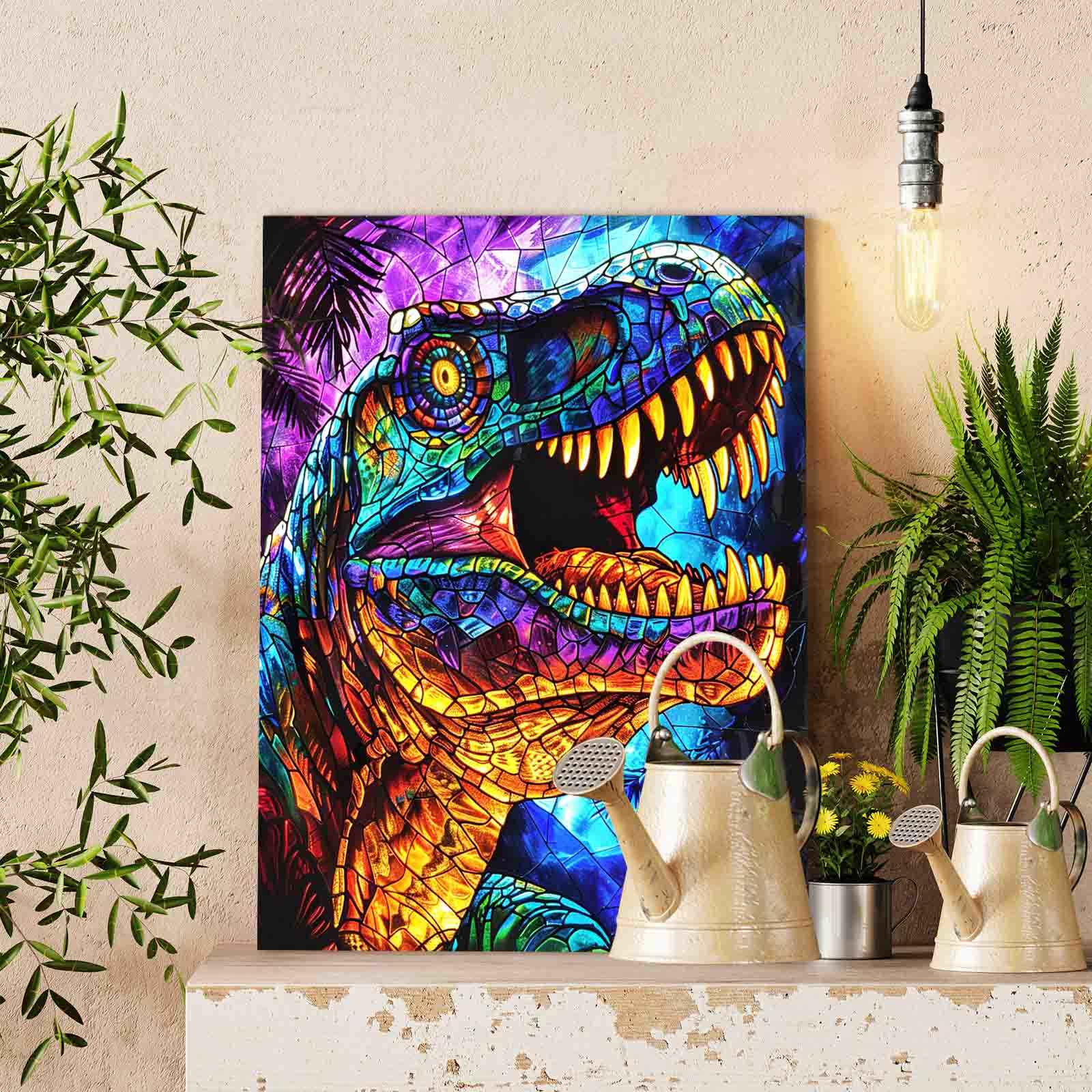 tucocoo-paint-by-numbers-roaring-dinosaur-malen-nach-zahlen-40x50 image 2
