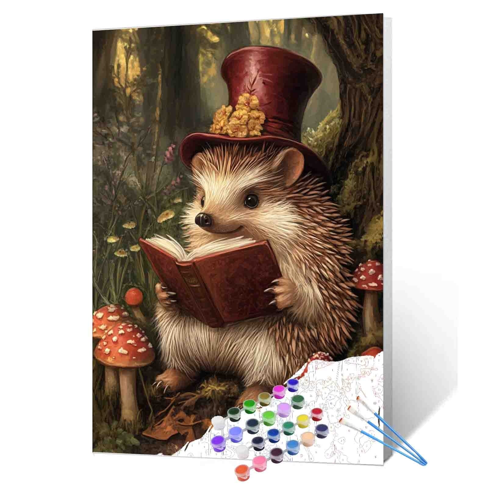 tucocoo-reading-hedgehog-malen-nach-zahlen-igel-40x50 image 1