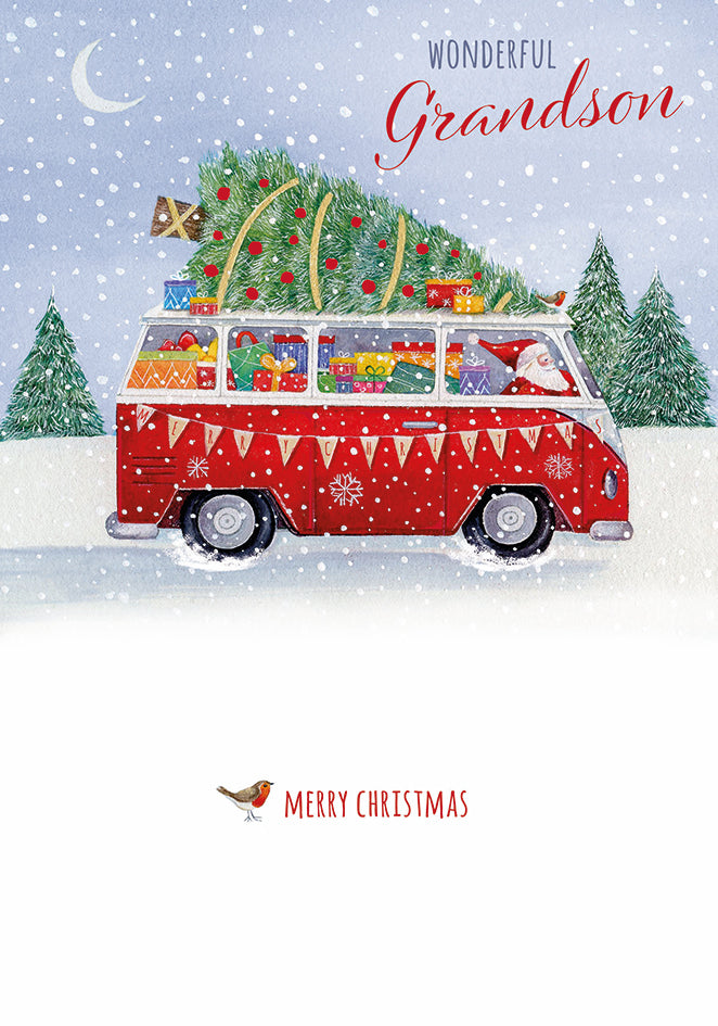 otter-house-weihnachtskarte-enkelsohn-campervan-einzelkarte image 1