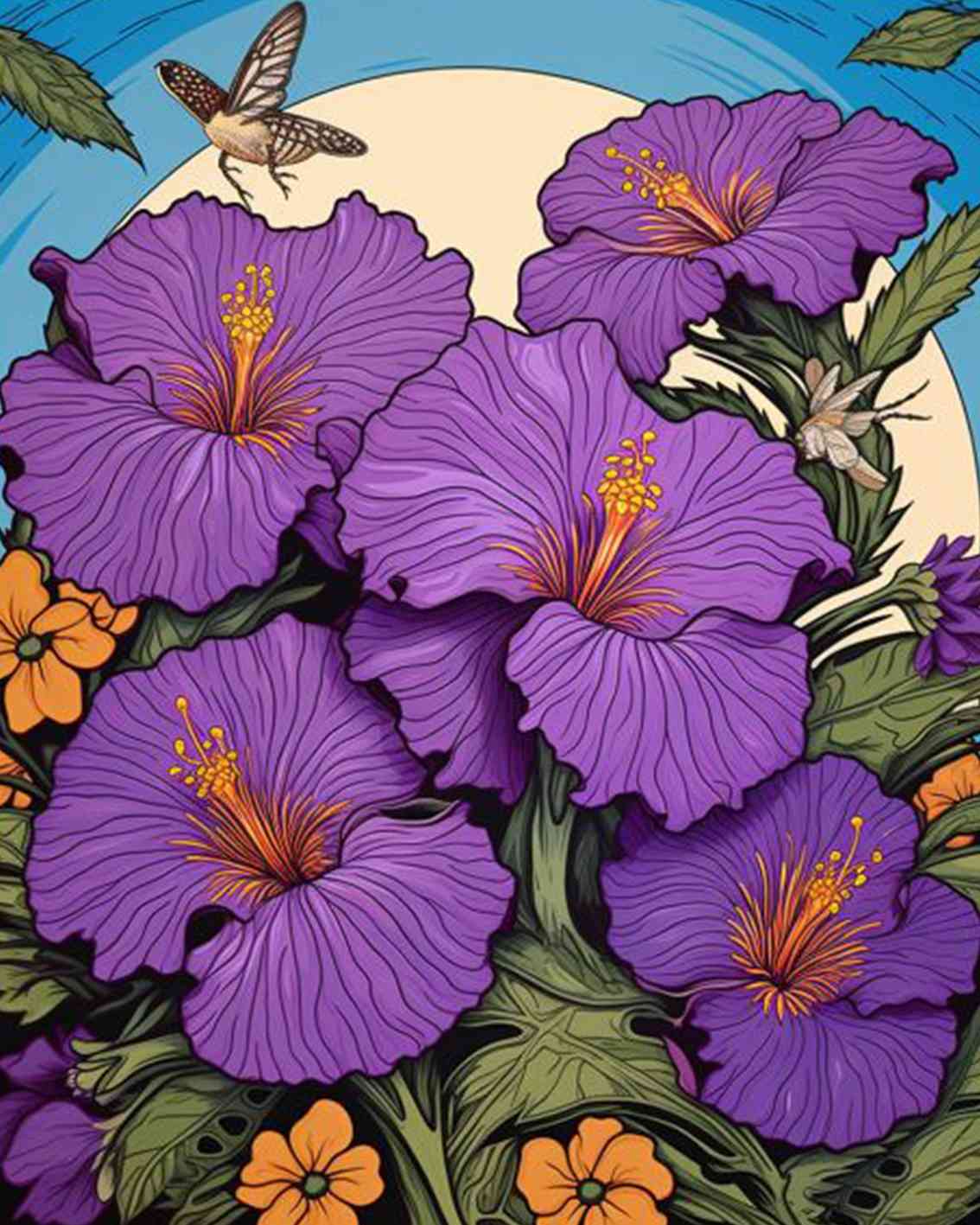 tucocoo-paint-by-numbers-purple-hibiscus-malen-nach-zahlen-16x20 image 2