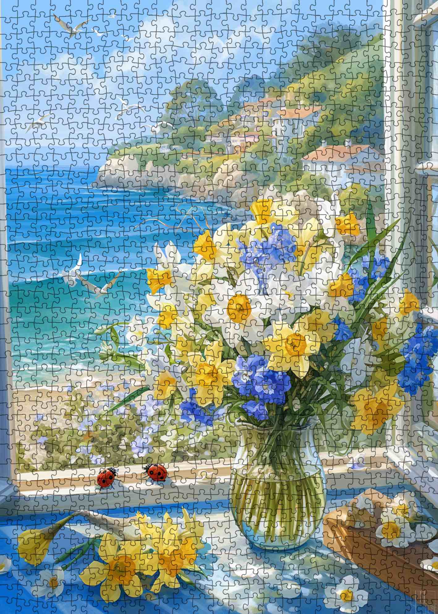 tucocoo-coastal-window-flowers-puzzle-1000-teile-meer image 2