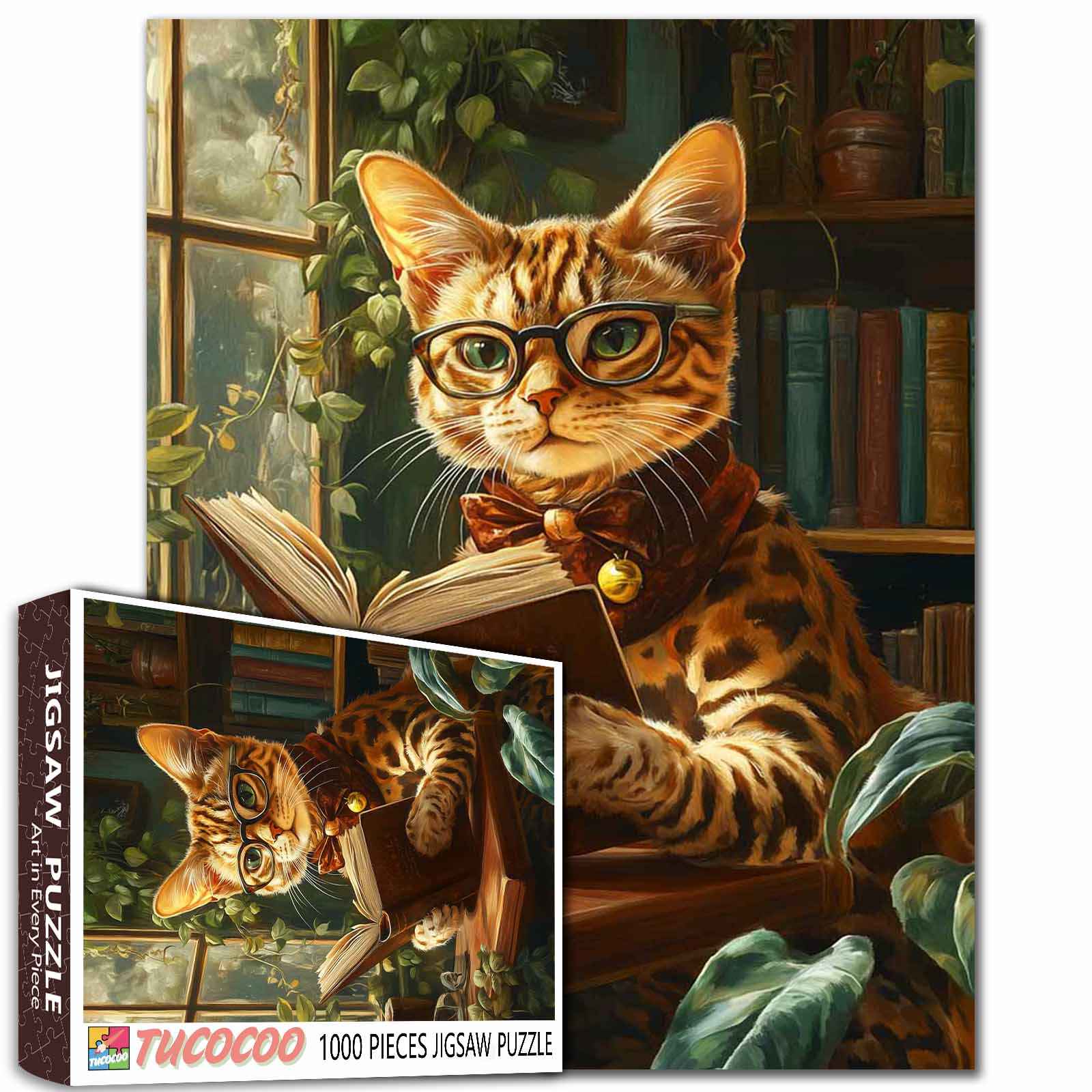 tucocoo-smart-cat-reading-puzzle-1000-teile-katze image 1