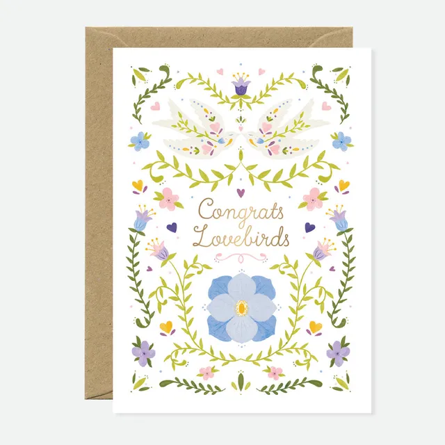 all-the-ways-to-say-congrats-lovebirds-gru-karte-a6-goldfolie image 1