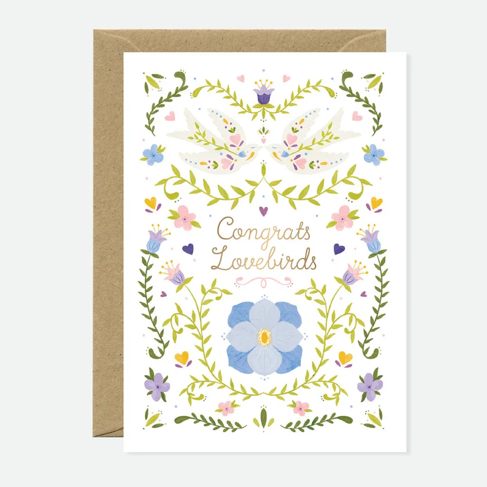 all-the-ways-to-say-congrats-lovebirds-gru-karte-a6-goldfolie image 1