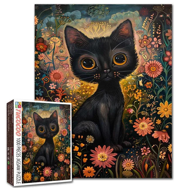 tucocoo-jigsaw-midnight-floral-cat-dream-puzzle-1000-teile-katze image 1