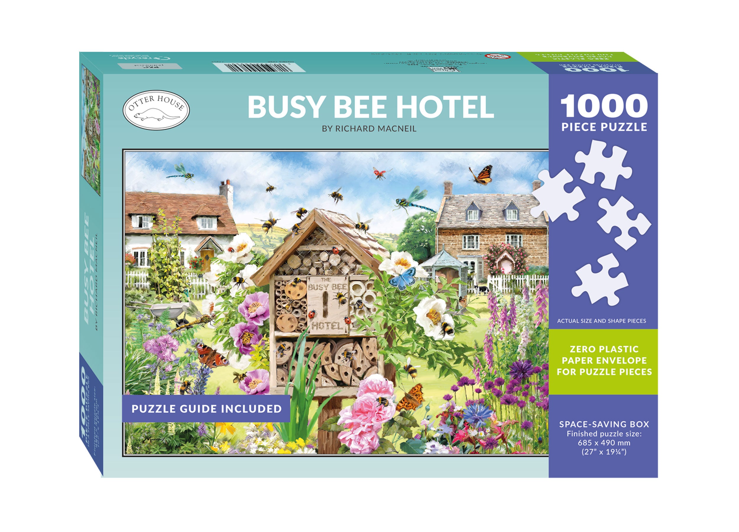otter-house-busy-bee-hotel-puzzle-1000-teile-bienen-blumen-rechteckig image 2