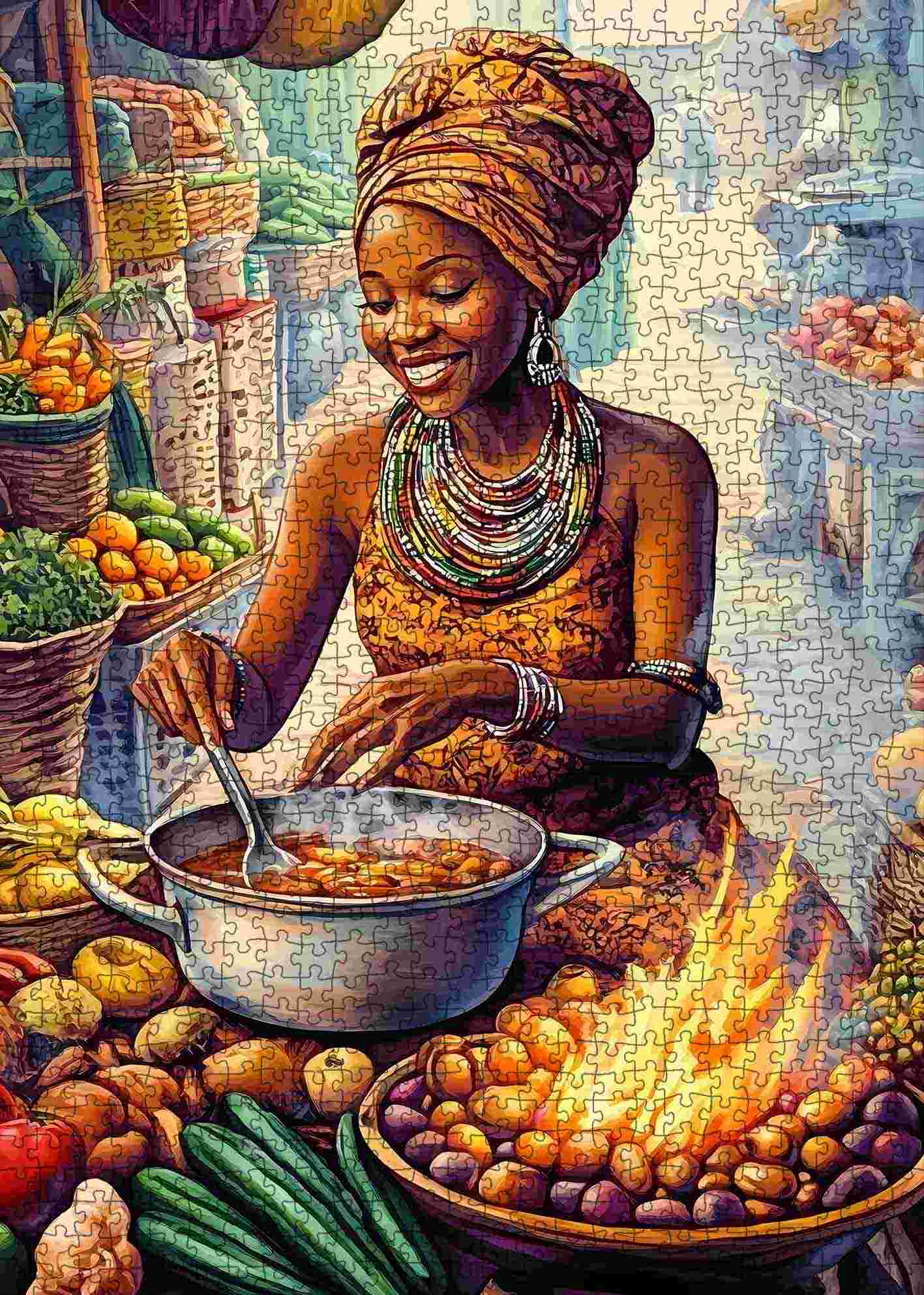 tucocoo-african-cooking-scene-puzzle-1000-teile-kultur image 2