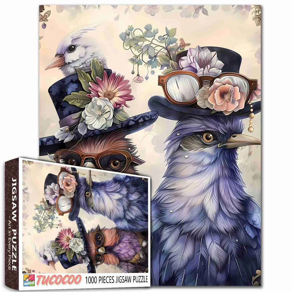tucocoo-jigsaw-birds-in-hats-puzzle-1000-teile-v-gel image 1