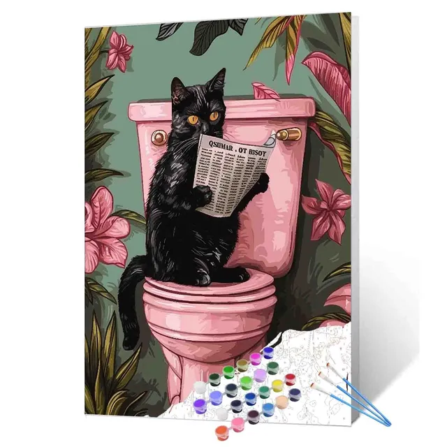 tucocoo-paint-by-numbers-black-cat-on-the-toilet-malen-nach-zahlen-40x50 image 1