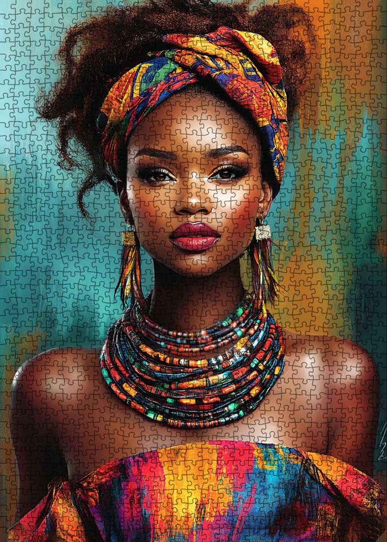 tucocoo-jigsaw-puzzles-african-beauty-in-vibrant-attire-puzzle-1000teile image 2