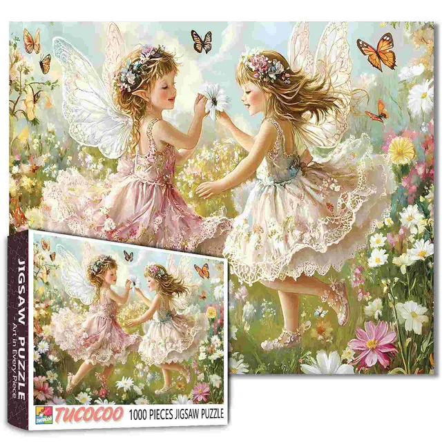 tucocoo-fairy-girls-dancing-flower-field-puzzle-1000-teile image 1