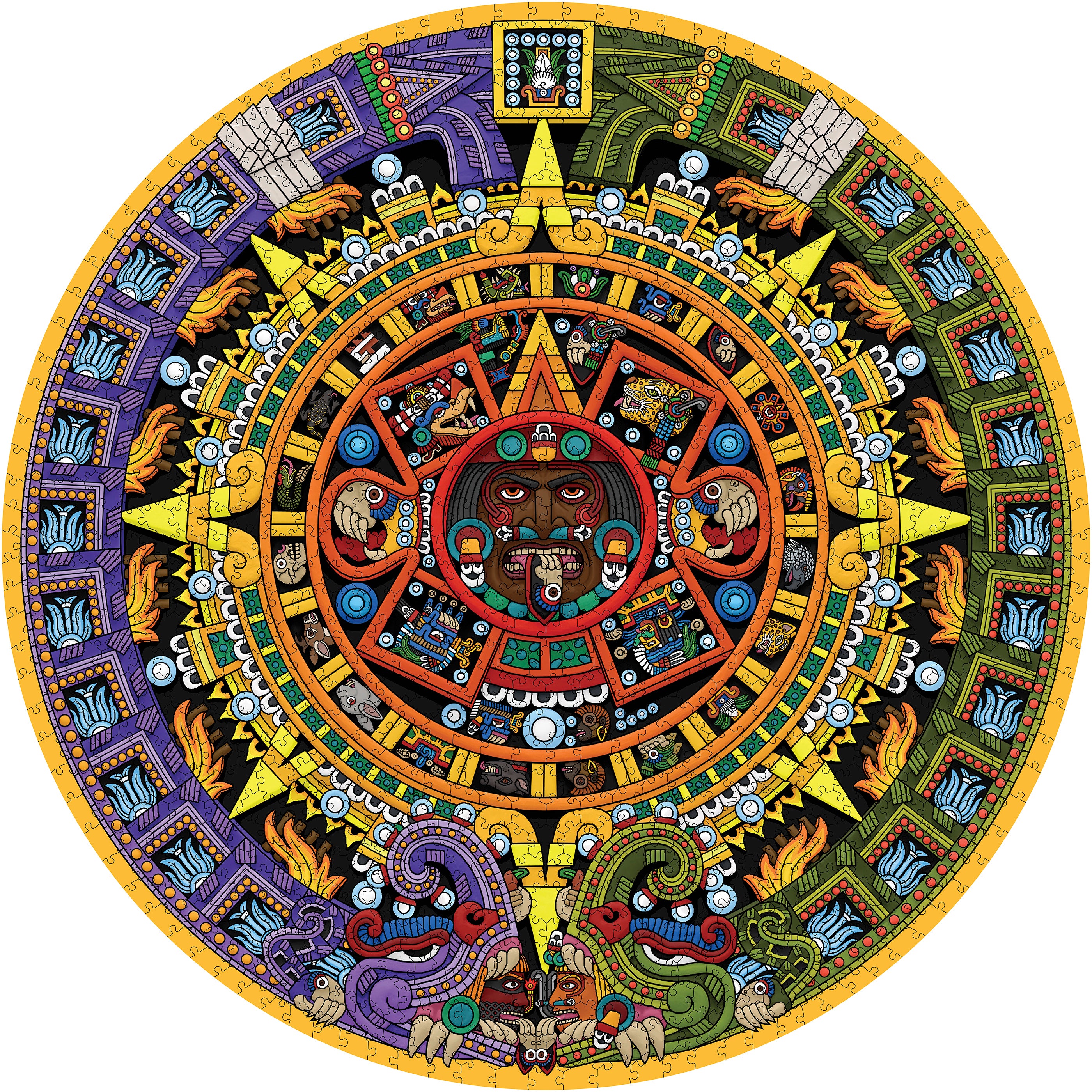 pomegranate-aztec-sun-stone-puzzle-1000-teile-rund image 2