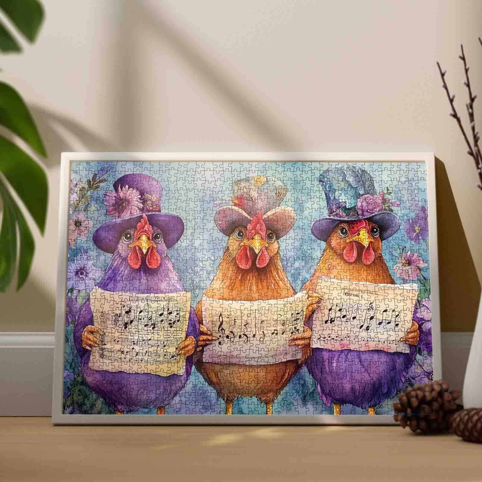 tucocoo-jigsaw-purple-chickens-puzzle-1000-teile-hut image 3