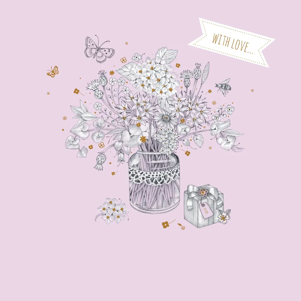 otter-house-feuille-d-or-flowers-gift-grusskarte-goldfolie image 1