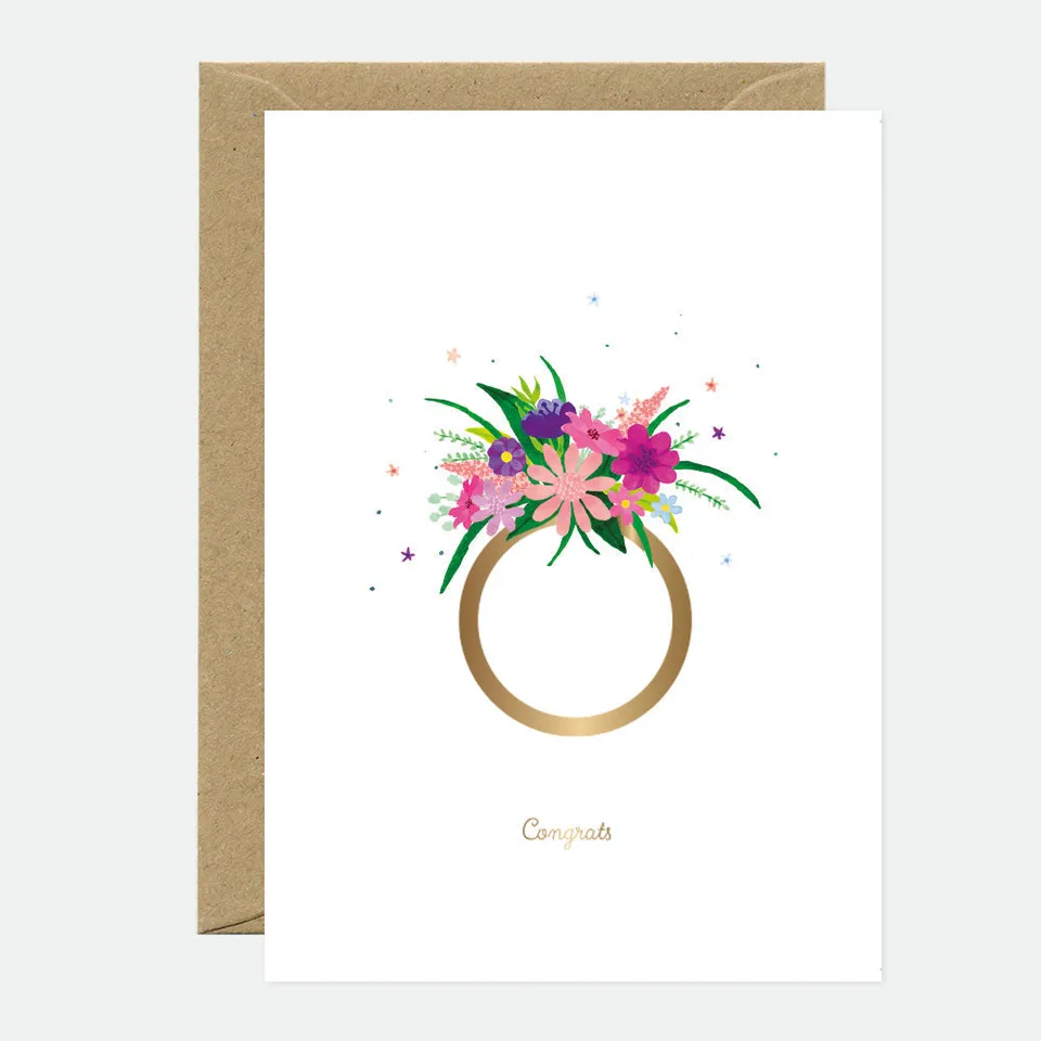 all-the-ways-to-say-flower-ring-gru-karte-a6-hochzeit-goldfolie image 1