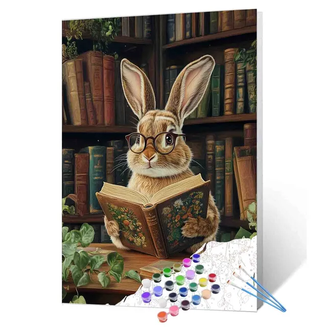 tucocoo-intellectual-bunny-library-malen-nach-zahlen-hase image 1