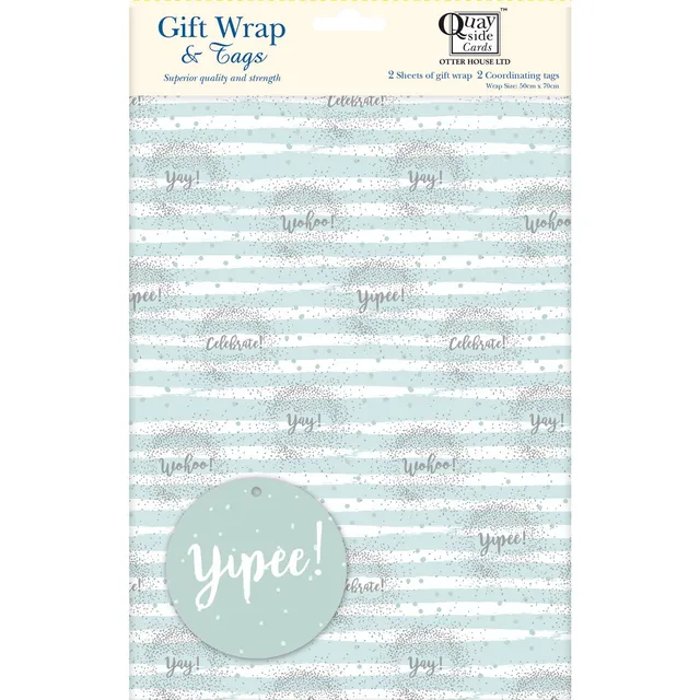 otter-house-yippee-yay-geschenkpapier-celebrate-2-bogen-tags image 1