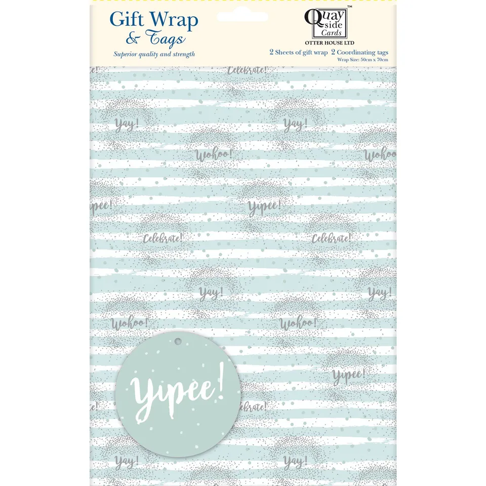 otter-house-yippee-yay-geschenkpapier-celebrate-2-bogen-tags image 1