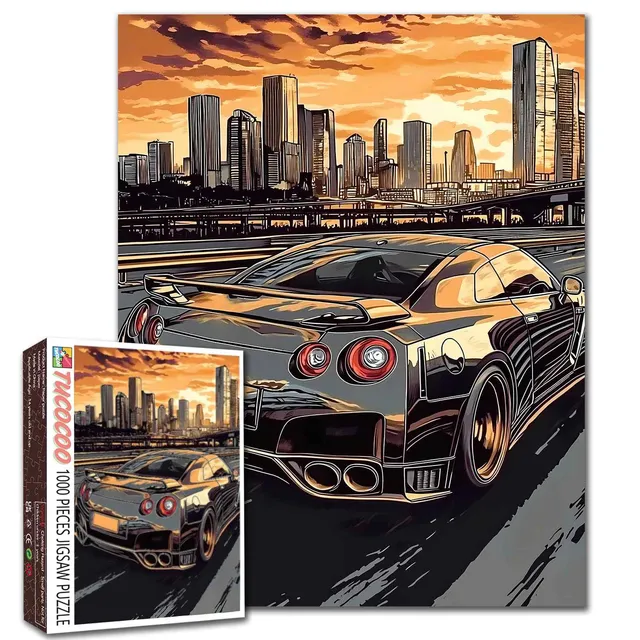 tucocoo-jigsaw-puzzles-sunset-city-drive-puzzle-1000-teile-auto image 1