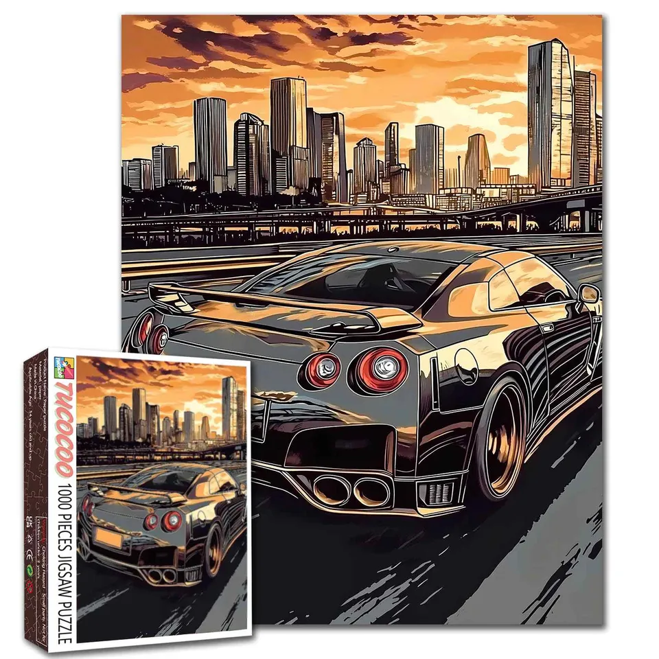 tucocoo-jigsaw-puzzles-sunset-city-drive-puzzle-1000-teile-auto image 1