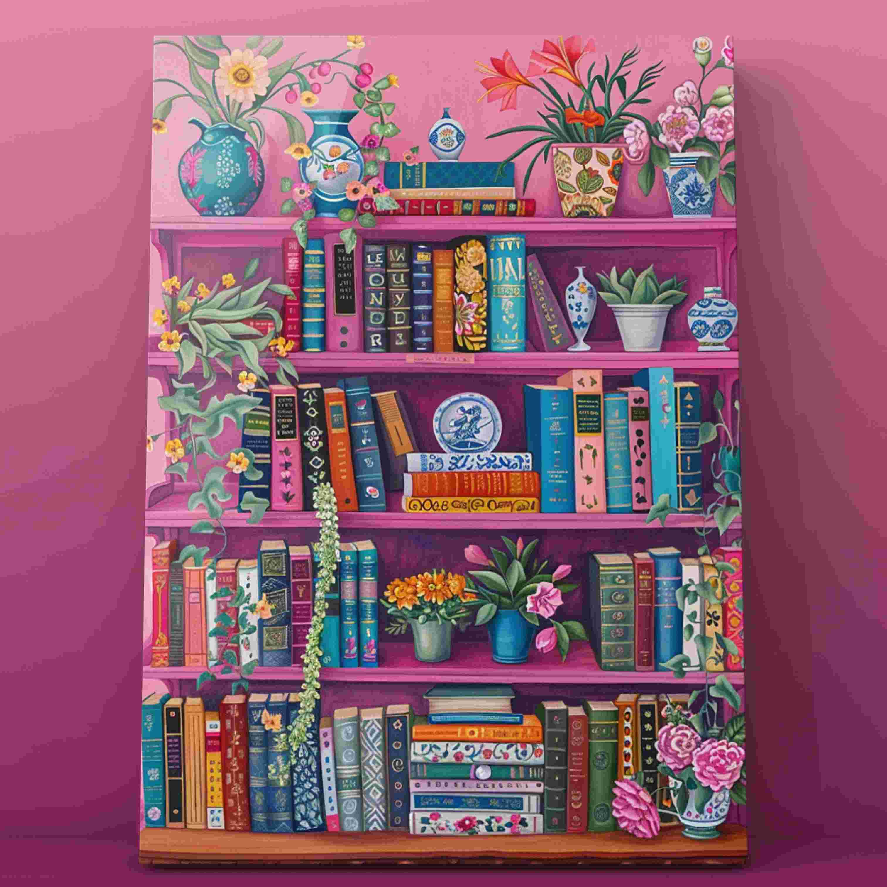 tucocoo-floral-bookshelf-vases-malen-nach-zahlen-40x50-ohne-rahmen image 2