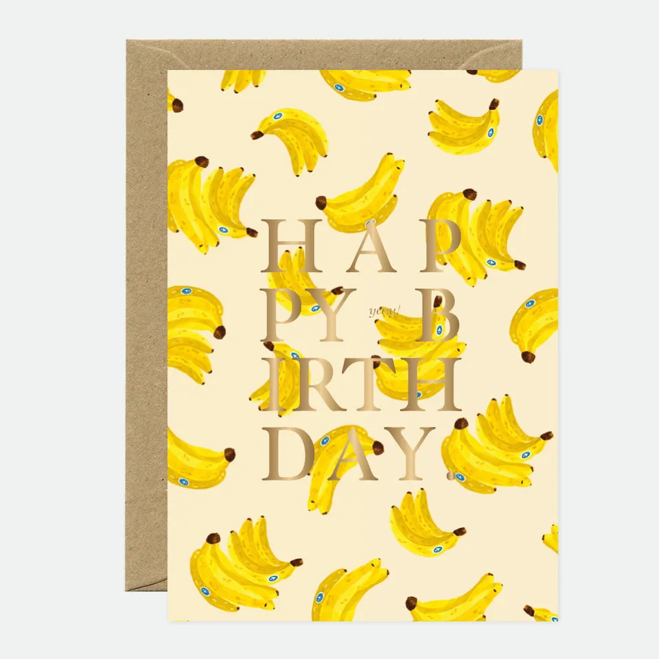 all-the-ways-to-say-bananas-geburtstagskarte-a6-goldfolie image 1