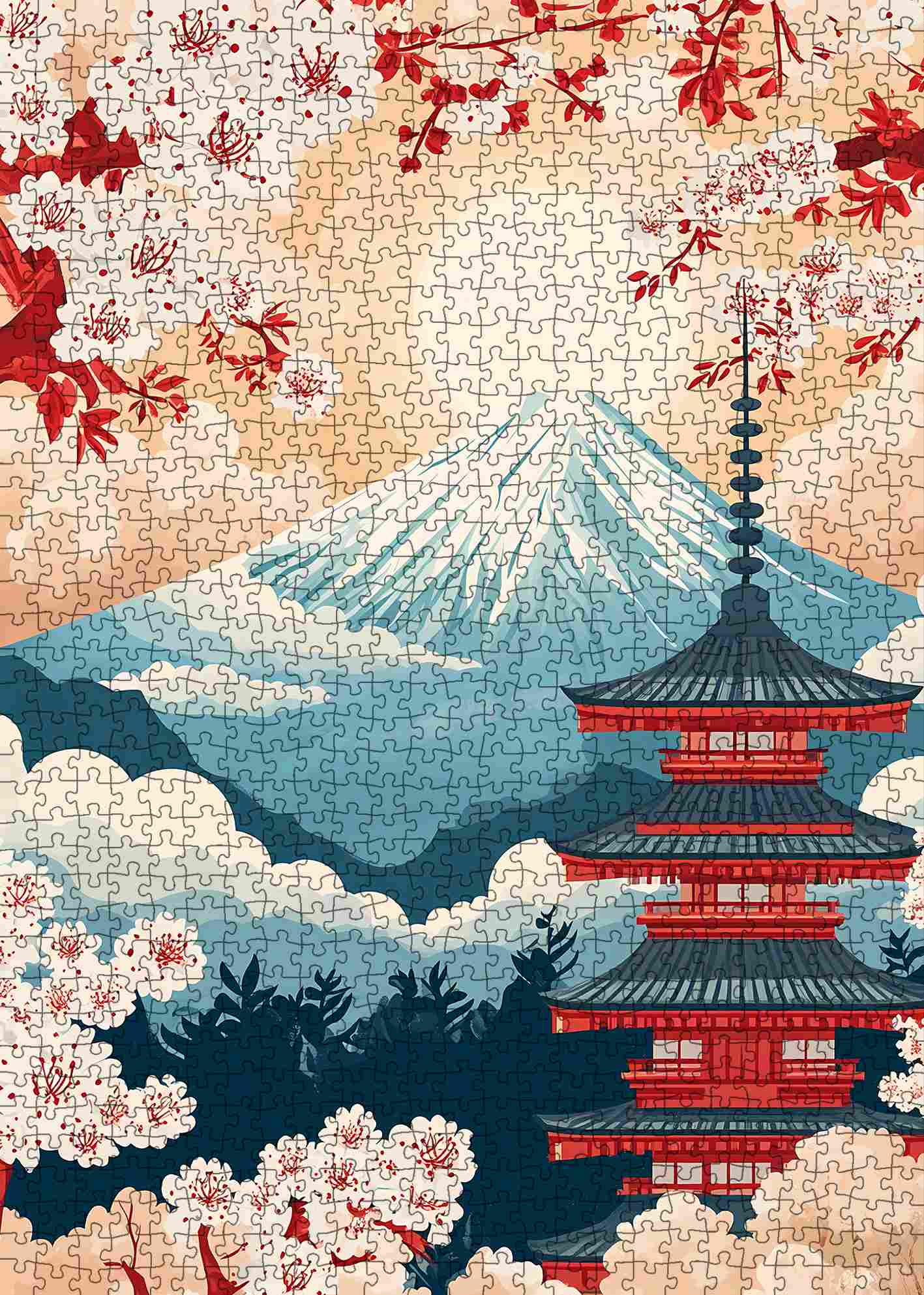 tucocoo-mount-fuji-sakura-pagoda-puzzle-1000-teile-landschaft image 2